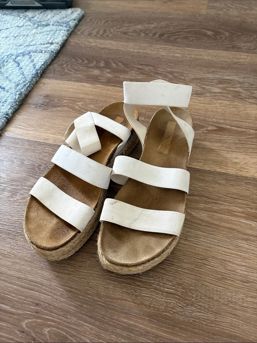 Steve Madden White Canvas Espadrille Platform Sandals